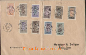 130986 - 1917 R-dopis do Švýcarska, vyfr. 10ks zn. Mi.46-55, s DR A