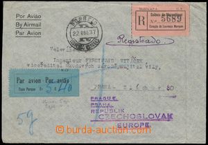 131037 - 1937 Let-dopis do ČSR vyplacený hotově, podací DR LOUREN