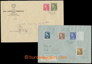 131055 - 1944 sestava 2ks R-dopisů s provizorními R-nálepkami, 1x 