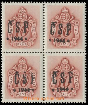 131108 - 1944 CHUST  Pof.RV206, Majer C33, doplatní 10f ve 4-bloku, 