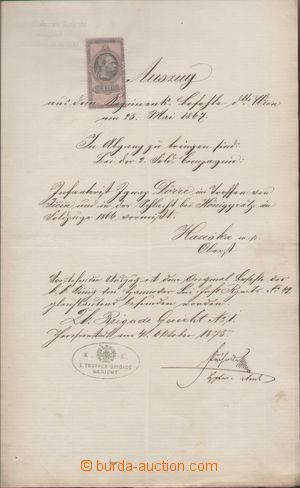 131238 - 1875 AUSTRIA-HUNGARY / MILITARIA  document with revenue 1Fl 