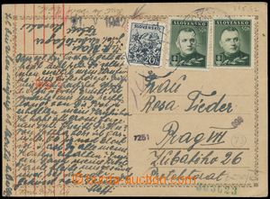 131333 - 1942 JUDAICA / WORK CAMP VYHNE  correspondence card to Pragu