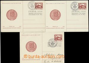 131334 - 1950 CDV95B, 30 years post. stamps, comp. 3 pcs of PC, 2x En