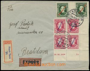 131369 - 1939 R+Ex-dopis do Bratislavy vyfr. zn. Alb.M23 2-známkové