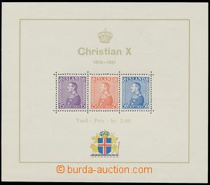 131426 - 1937 Mi.Bl.1, aršík, král Christians X., luxusní, kat. 7