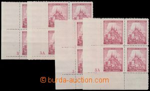 131454 - 1939 Pof.31, Krajinky - Praha 1K, 4x levý 4-blok s DČ 3, 3