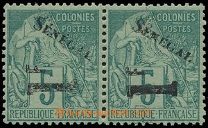 131490 - 1892 Mi.7, overprint 1Fr on/for green 5c colonial stamp., ho