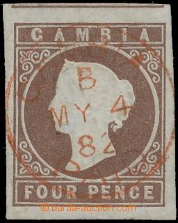131952 - 1874 Mi.3; SG.5, Queen Victoria 4P brown, with wmk, quite ex
