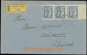 132050 - 1919-20 R-dopis vyfr. 3-páskou zn. hodnoty 25h modrá, Pof.