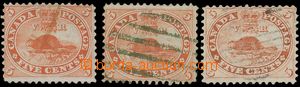 132172 - 1859 Mi.12, Beaver 5c, bricky red, comp. 3 pcs of stamps, va