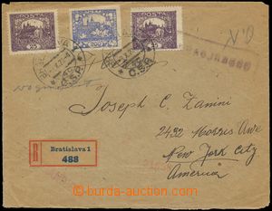 132209 - 1920 R-dopis do USA, vyfr. zn. 200h ultramarínová a 2x 25h