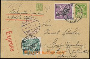132236 - 1922 dopisnice 50h OR, CDV24, zaslaná Let+Ex z Prahy do Ví