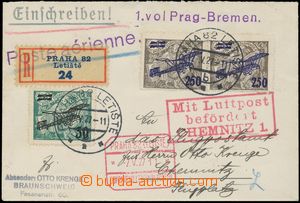 132238 - 1927 I. let Praha–Chemnitz, R+Let-dopis vyfr. leteckými z