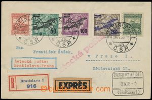 132244 - 1928 Reg, express and airmail letter sent from Bratislava to