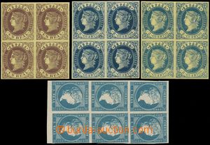 132332 - 1856-62 Mi.49 (2 shades) and Mi.53, Queen Isabel 2C and 1Rea