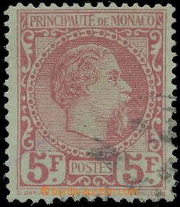 132334 - 1885 Mi.10, Kníže Charles III. 5Fr, vzácná známka, pěk