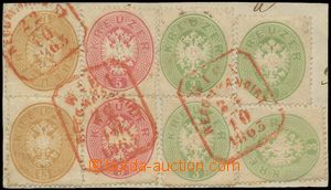 132359 - 1863 Mi.25, 26, 28, extraordinary franking stamp. 3 Kreuzer 