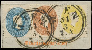 132620 - 1861 Mi.18, 21, 22, tricolour franking on cut-square with CD