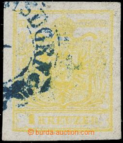 132622 - 1850 Mi.1Ya, 1Kr citronově žlutá, MP III.Typ, s modrým D
