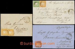 132638 - 1858-61 sestava 3ks skládaných dopisů vyfr. zn. Mi.17 2x,