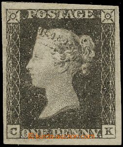 132659 - 1840 Mi.1c; SG.3, Black Penny grey-black, letters C-K, posta