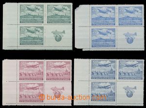 132663 - 1946 Pof.L20KD-L24KD, Airmail in blocks of four with 1 botto