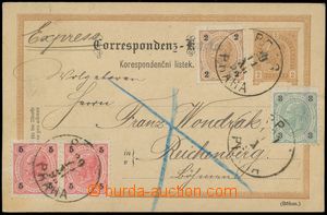 132681 - 1893 Express card Mi.P75 to Liberec uprated with stamp Mi.51