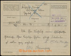 132695 - 1914 CHARLES I. / NOBILIARY CORRESPONDENCE  telegram sent to