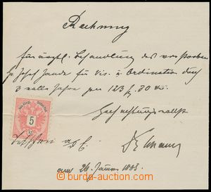 132722 - 1883 FISCAL USAGE  bill with stamp. Mi.46, 5 Kreuzer red, ov