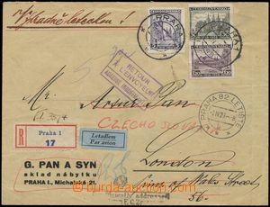 132738 - 1929 Reg and airmail letter to London with Pof.233, 238, 256