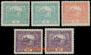 132745 -  Pof.4D 2x, 7G, 11D, 11E IIp, comp. 5 pcs of stamps with bet