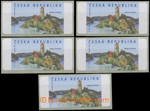 132894 - 2002 Pof.AT2, Zvíkov, comp. 5 pcs of stamps with officially