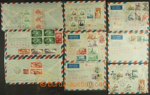 132933 - 1952-54 sestava 9ks Let-dopisů do ČSR, bohaté frankatury,