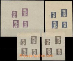 132949 - 1920 sestava 4ks 4-bloků s rytinou Masaryka, bez hodnoty, f