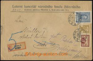 132950 - 1921 JUDAIKA  spěšný R-tiskopis do Ústí n./L. vyfr. zn.
