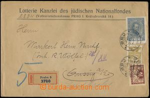 132958 - 1921 JUDAIKA  spěšný R-tiskopis do Ústí n./L. vyfr. zn.