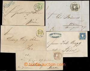 133048 - 1858-60 comp. 5 pcs of letters with single franking Mi.10-12