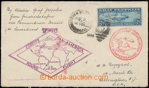 133055 - 1930 USA  letter forwarded by LZ 127, violet cachet FIRST EU