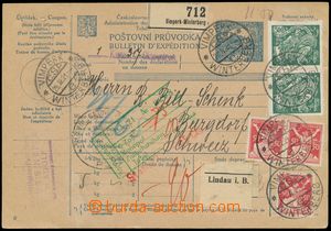 133084 - 1921 CPP15, poštovní průvodka pro mezinárodní přepravu