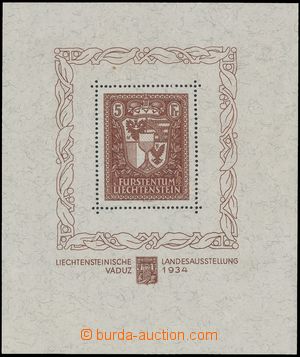 133092 - 1934 Mi.Bl.1, miniature sheet Land Exhibition Vaduz, certifi