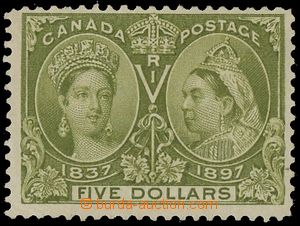 133093 - 1897 SG.140; Sc.65, Jubilee $5 olive green, original gum, pe