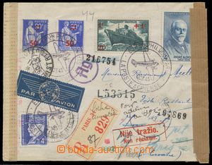 133152 - 1943 Reg and airmail letter to Croatia to poste restante fro