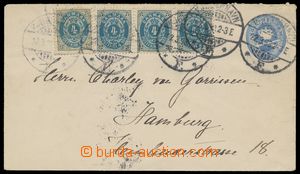 133168 - 1896 postal stationery cover 4Ø Mi.U13 to Hamburg, upra