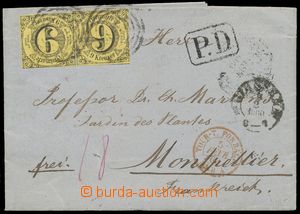 133231 - 1860 skládaný dopis vyfr. 2ks zn. 9Kr, Mi.10, DR GIESSEN, 