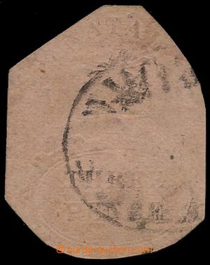 133232 - 1857 Mi.1; SG.4, Koruna 3P, reliéfní tisk na růžovém pa