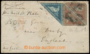 133254 - 1858 maloformátový dopis do Derby v Anglii s SG.1, 2-pásk