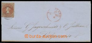 133256 - 1856 skládaný dopis do Valparaisa s Mi.1 II, 5C s plným s