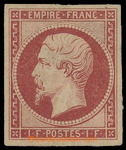 133260 - 1853 Mi.17a, Napoleon III. 1Fr carmine, Un stmp without gum,