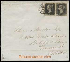 133274 - 1841 letter to London with Mi.1b; SG.2, 2x, Black Penny, pla