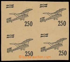 133281 -  trial overprint 250h in black color on brownish paper, bloc
